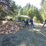 Firewise Community Action Day - moving firewood away from the house before fire season.