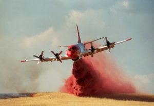 Aerial applications of retardant is a commonly used fire fighting strategy.